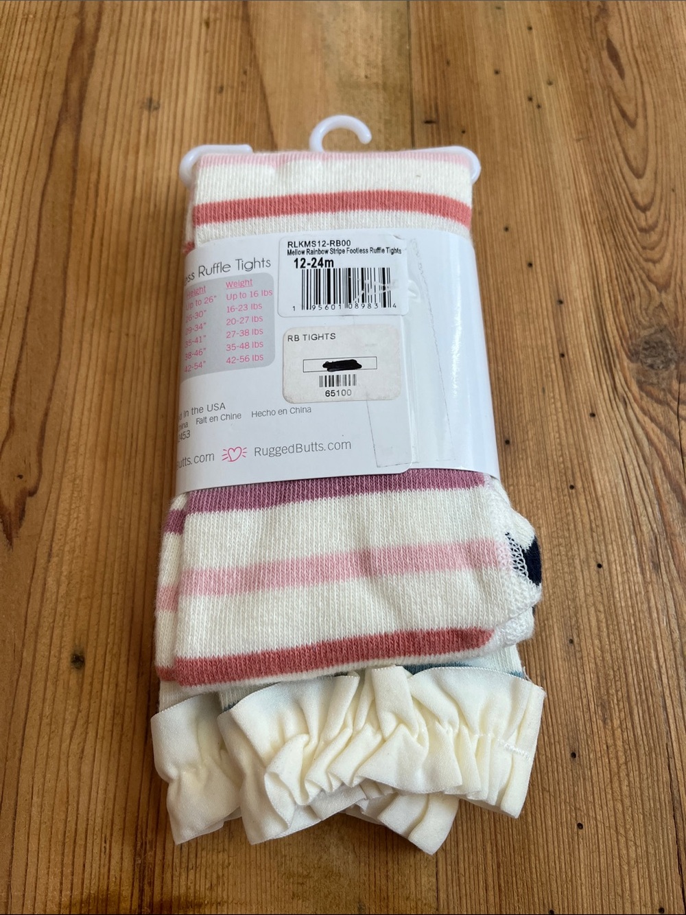 New! RUFFLE BUTTS 12-24M Footless Ruffle Tights Stripe - Picture 2 of 3